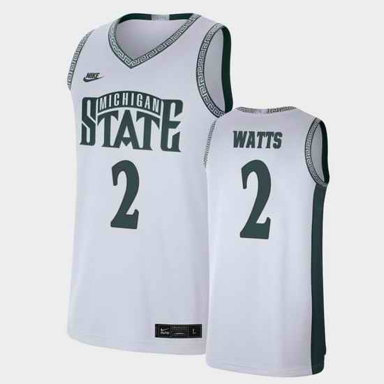 Men Michigan State Spartans Rocket Watts Limited White Retro Basketball Jersey